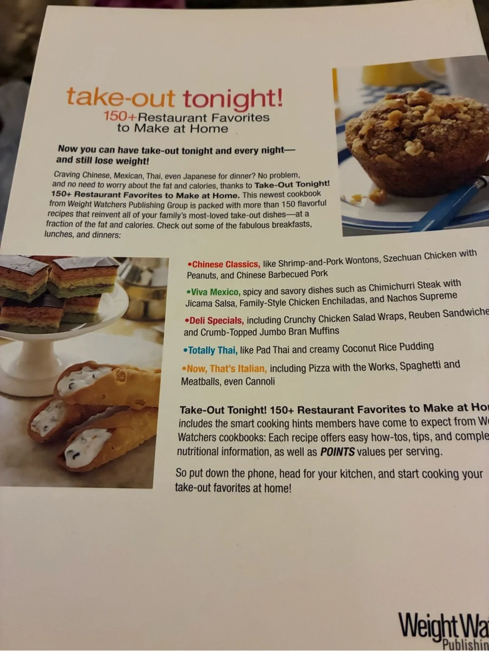 Weight Watchers Take-Out Tonight! Cookbook - 150 restaurant favorites